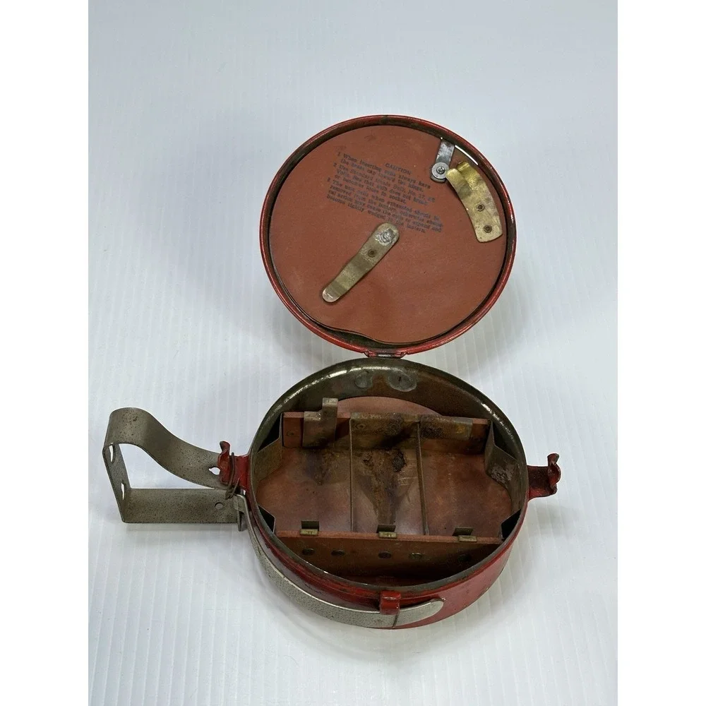 Rare 1930's Embury Mfg Co Warsaw NY USA Red Metal‎ Magnifying Glass Top Lantern